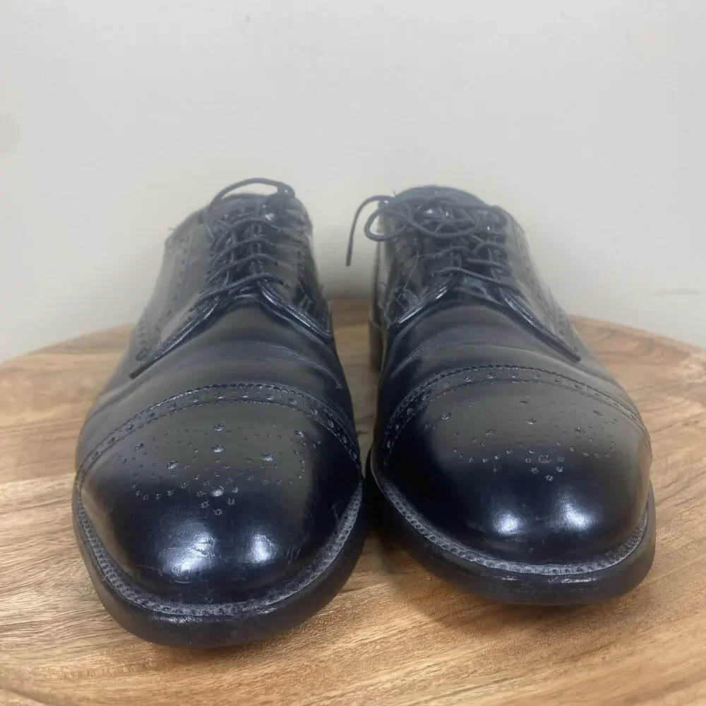 Allen Edmonds Sanford Mens Black Size 9.5 Leather Oxford‎ Cap Toe Dress Shoes